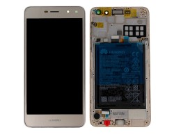Kijelző érintőpanel LCD  Huawei Y6 (2017) arany komplett kerettel (akkumulátor, hangszóró) 02351DMF 